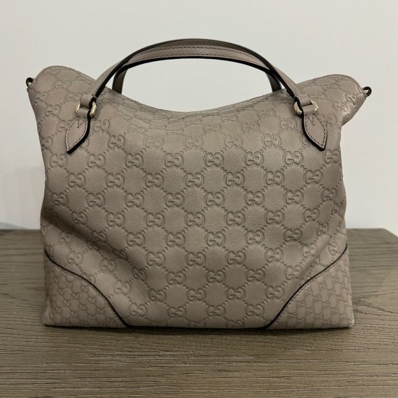 GUCCI Grey Monogrammed Leather Top Handle Bag - Picture 4 of 14